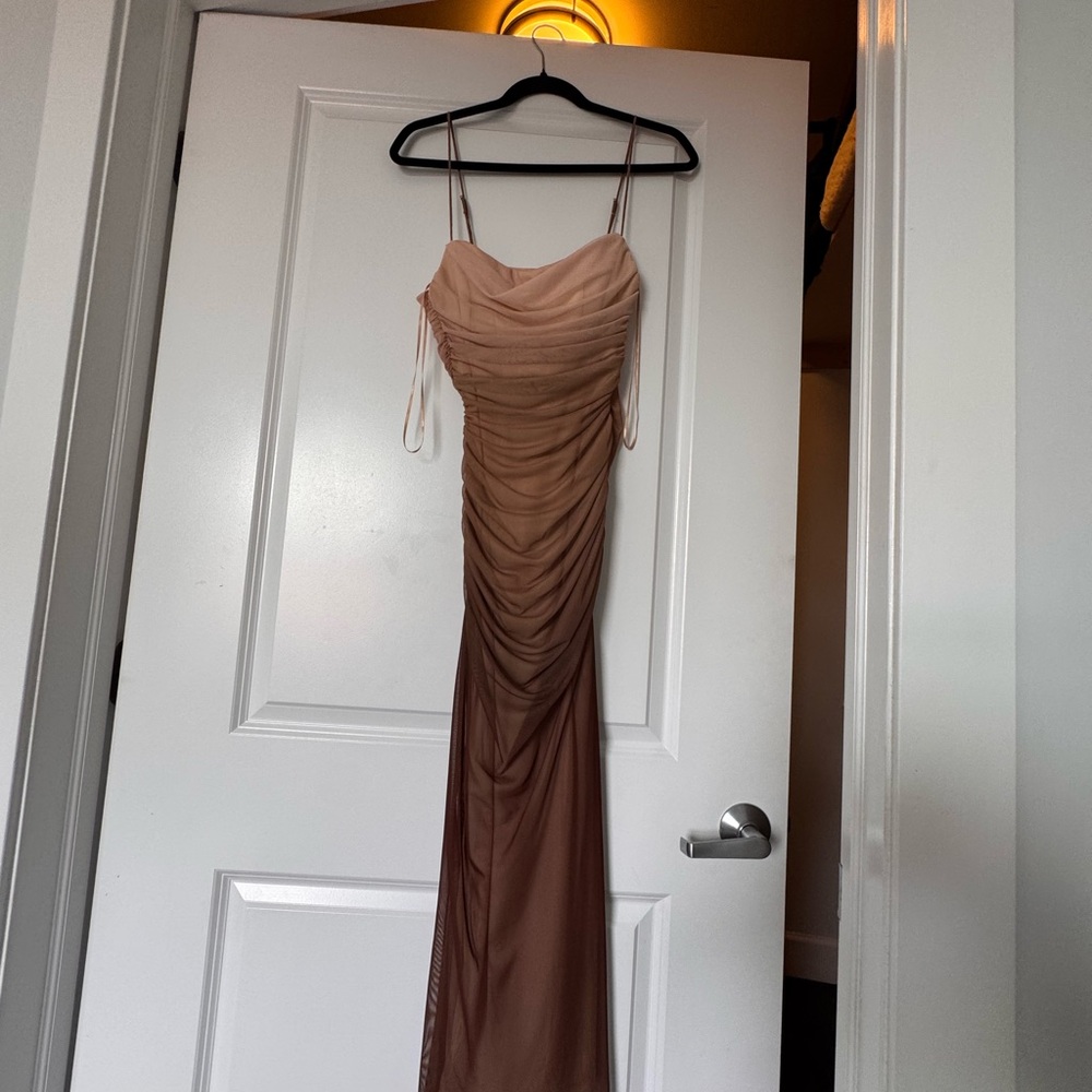 Zara Strapless Dress in Gradient Brown